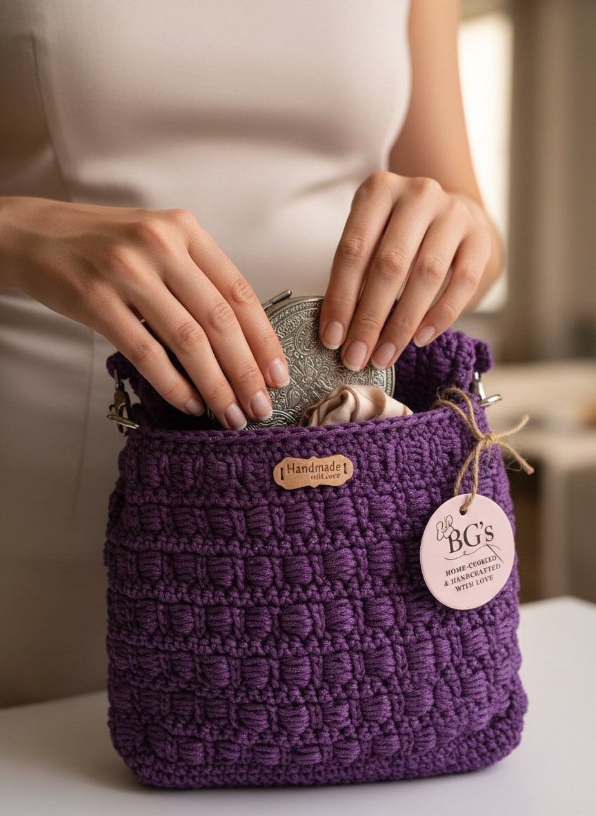 Light Purple Crochet Hand Bag |