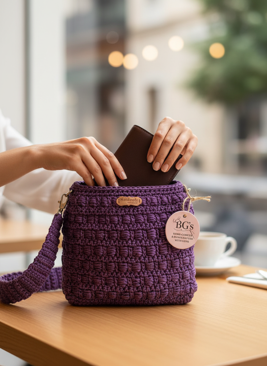 Light Purple Crochet Hand Bag |