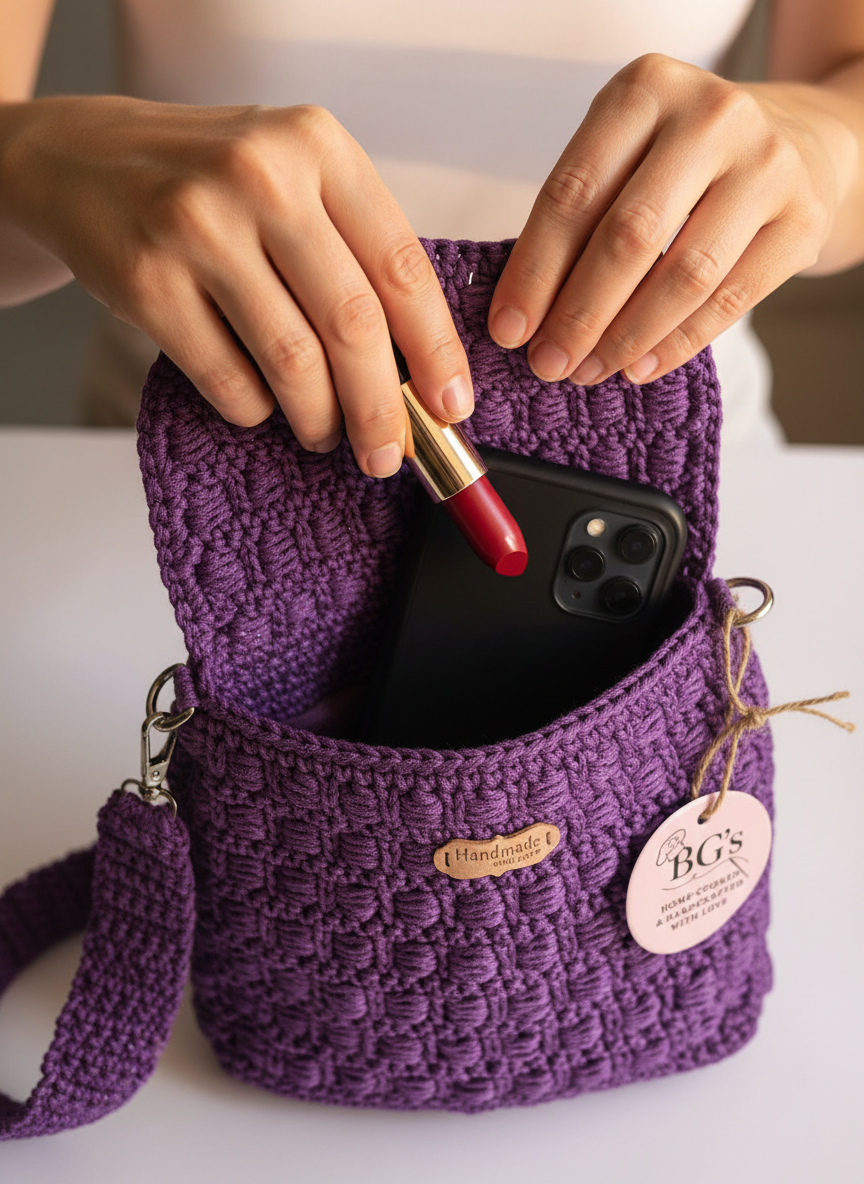 Light Purple Crochet Hand Bag |