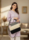 Gray Cream Black Crochet Hand Bag |