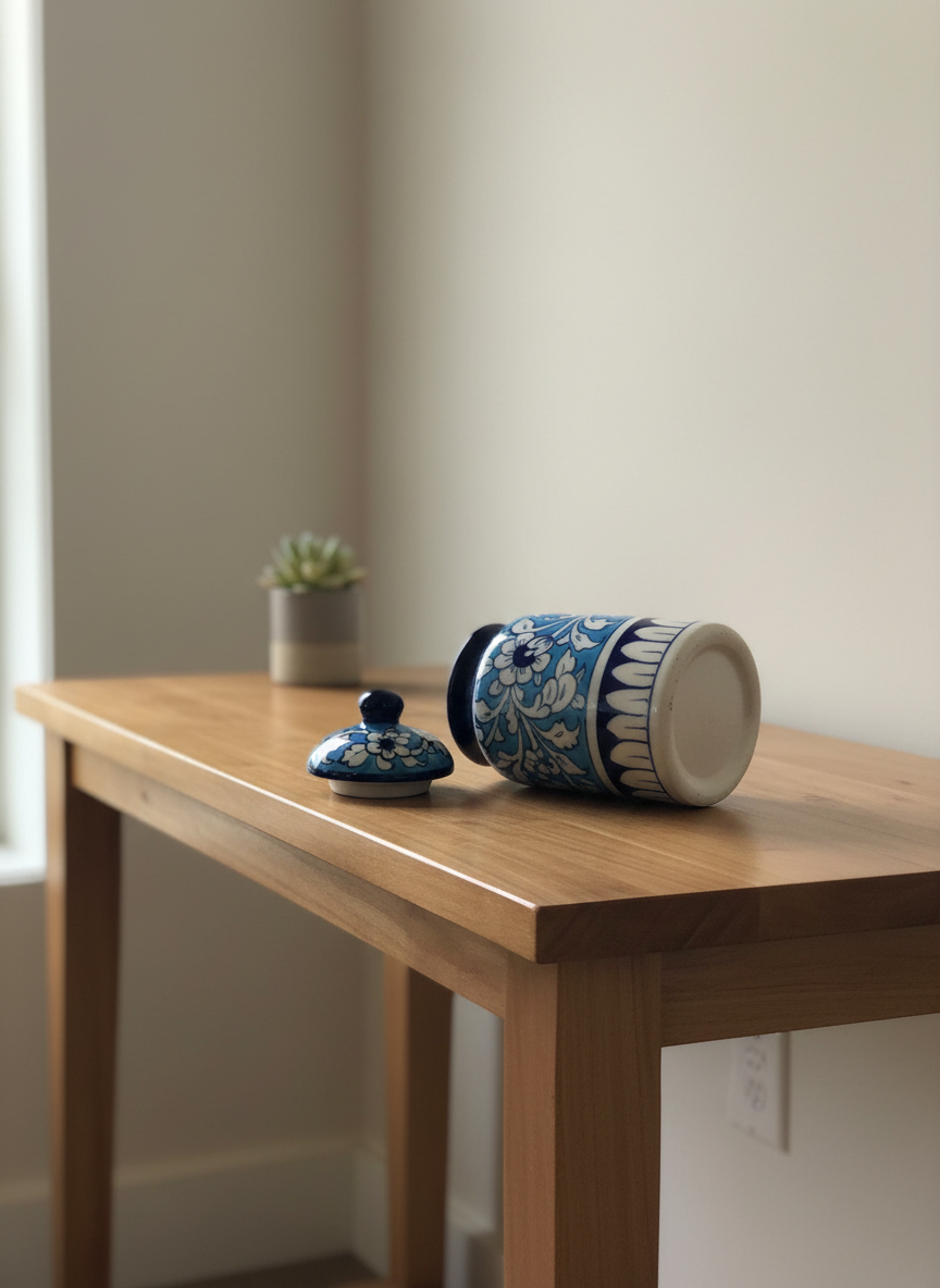 Indigo Garden Handcrafted Ceramic Jar