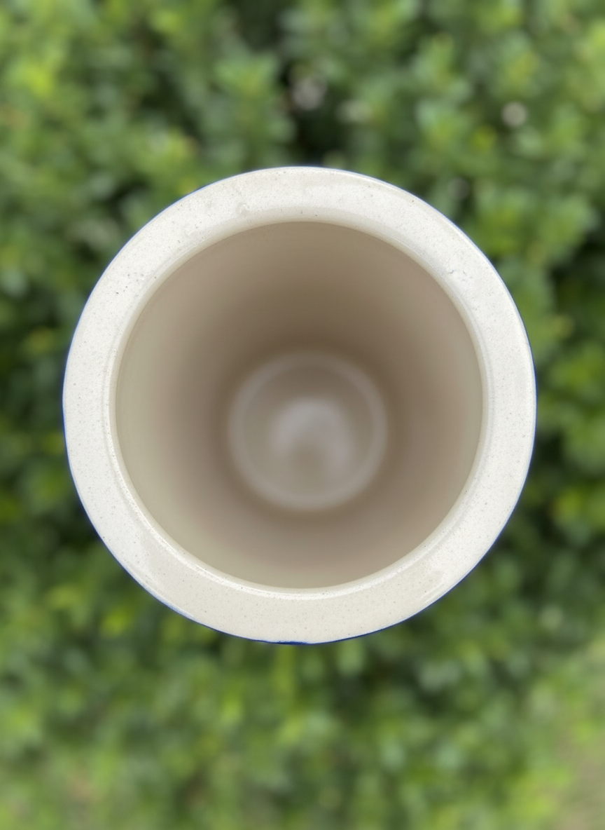 Yellow Blue Floral Cylinder Jar | Handmade Jar | Decorative Table Accessory | Artisan Pottery