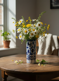 Blue & White Floral Ceramic Cylinder Jar | Handmade Table Protector | Artisan Pottery Home Decor