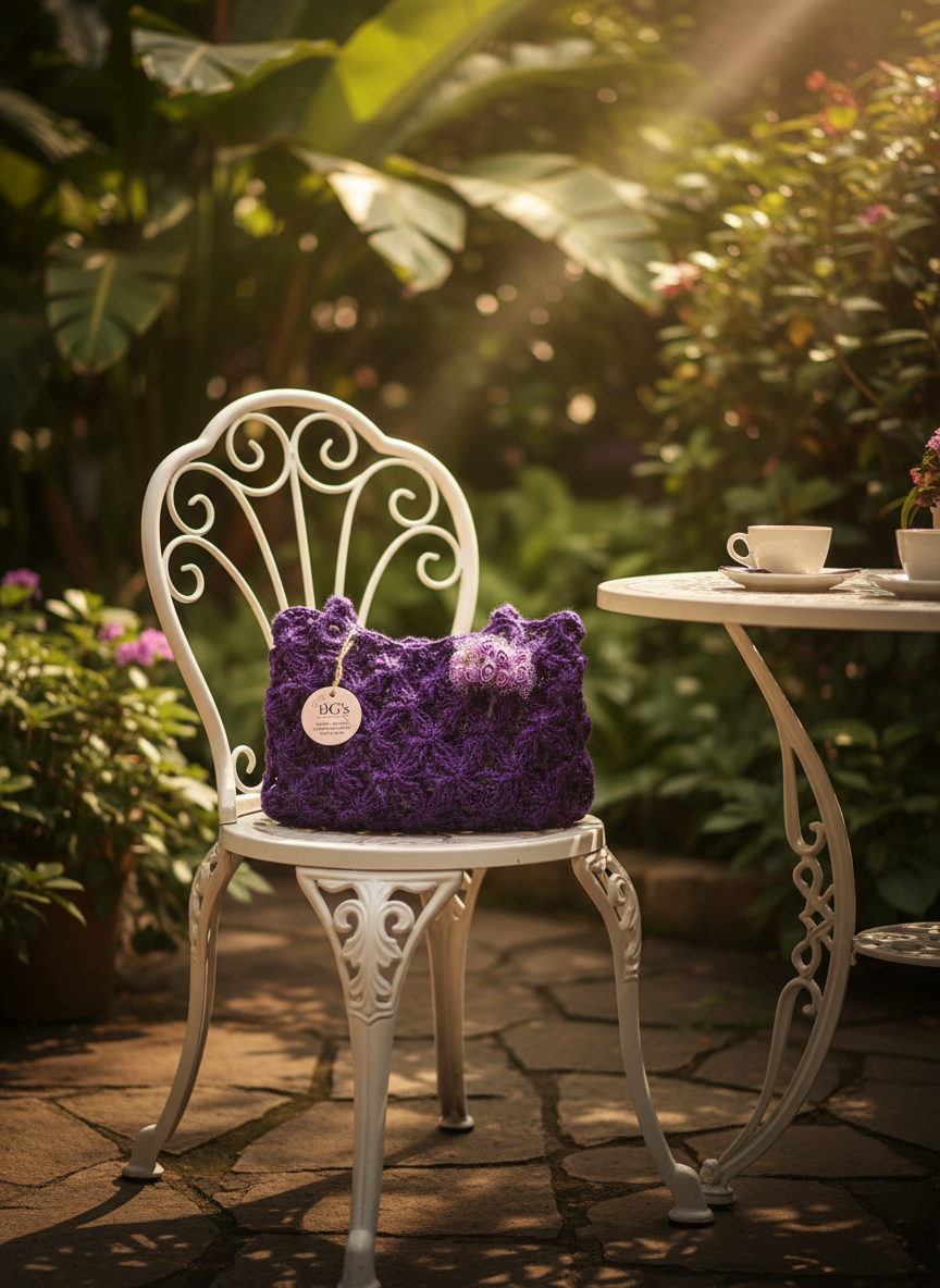 Purple Crochet Hand Bag |